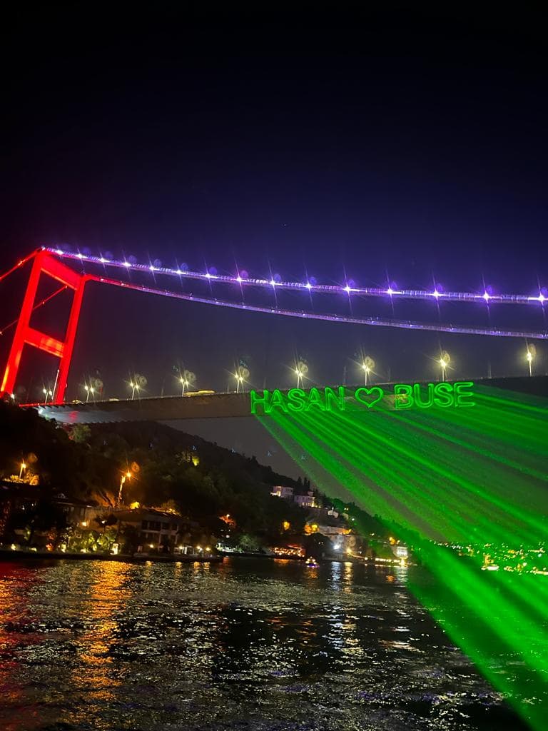 laser show on bosphorus bridge